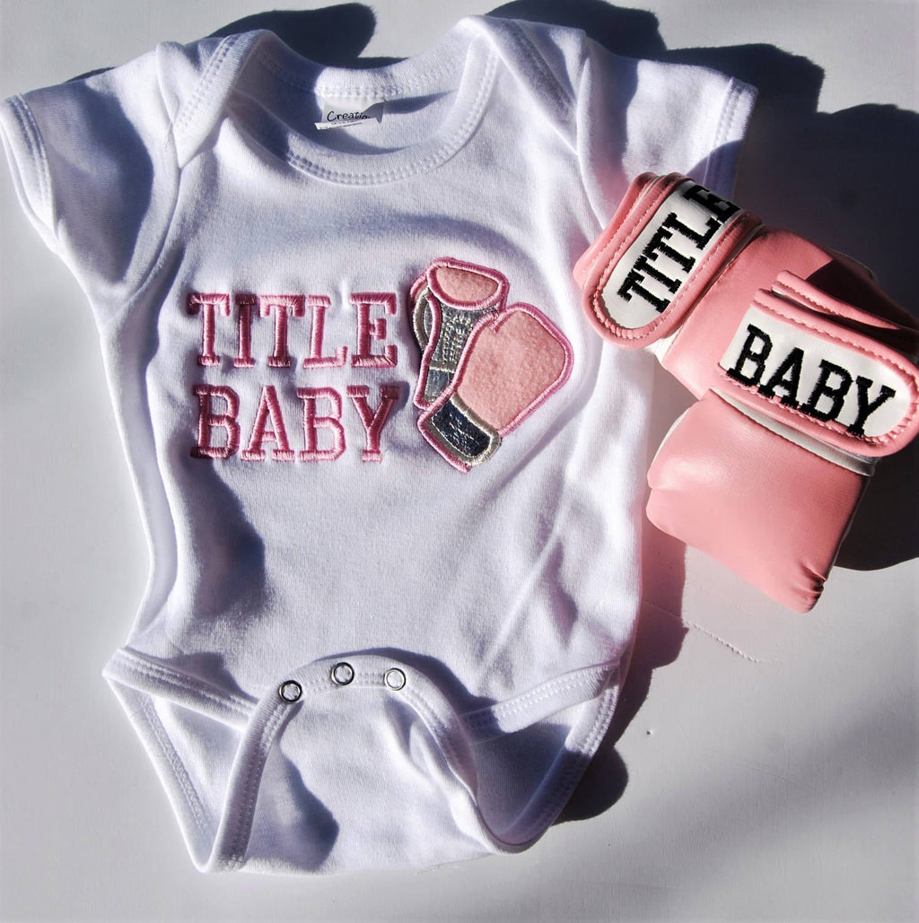 Baby's Boxing Delight: Personalized Bodysuit + Gloves Set
