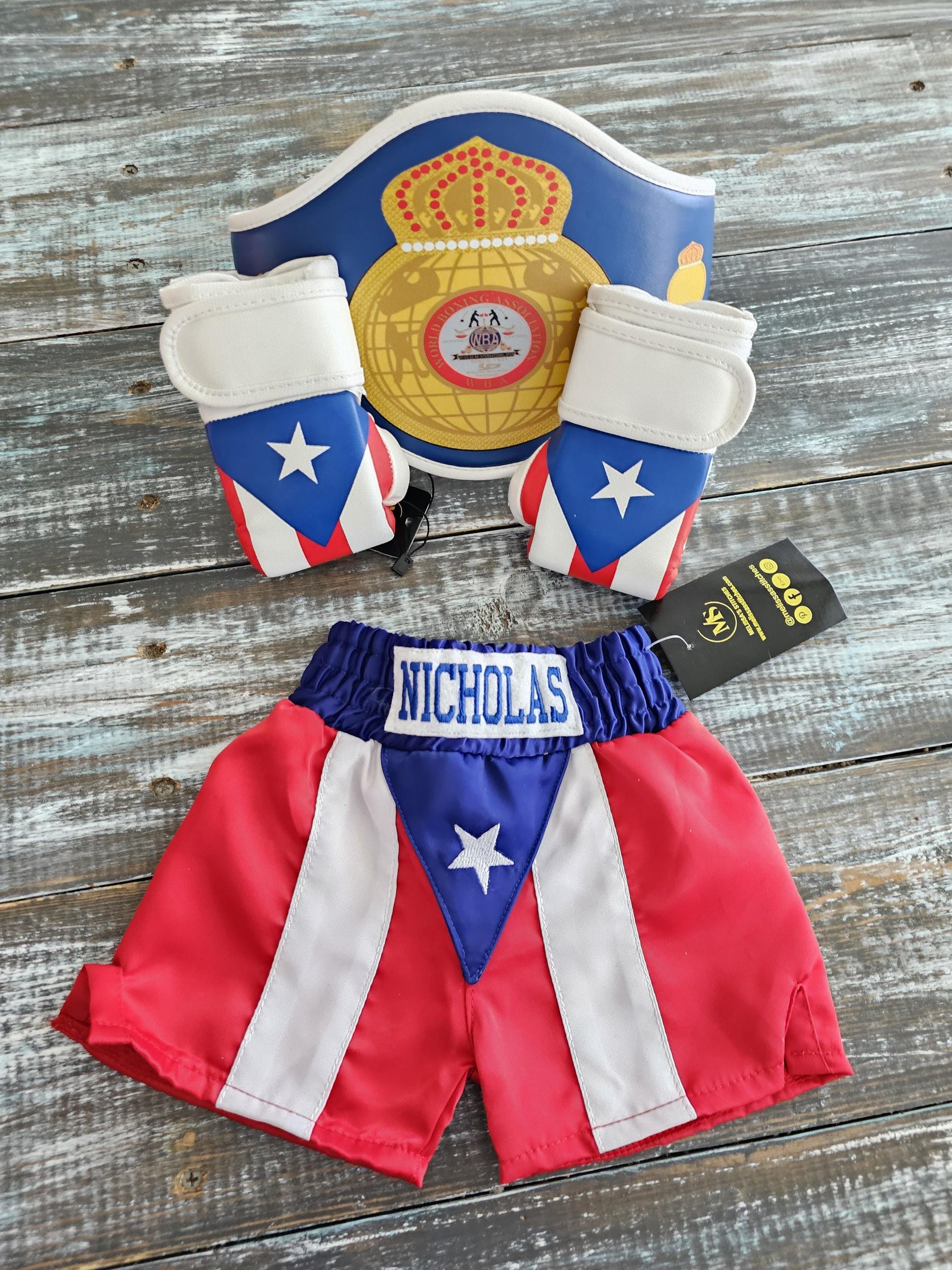 Baby Boxing Set: Personalized Gloves, Shorts, and Champion Belt