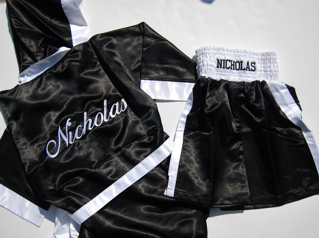 Adult/Youth Boxing Champ Trio: ROBE, SHORTS & GLOVES (updated)