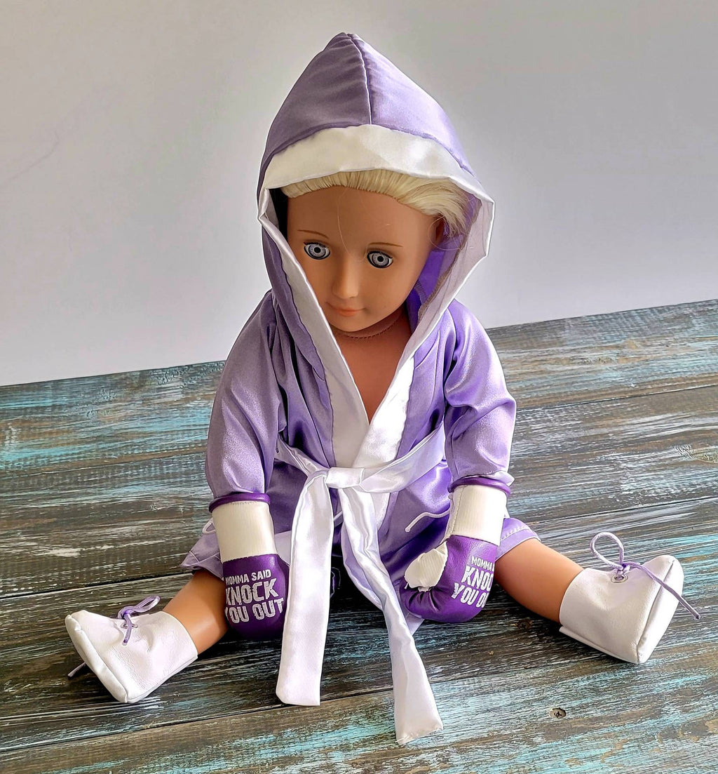 16" and 18" Doll Boxing Set with Personalized Robe, Shorts, and Mini Gloves
