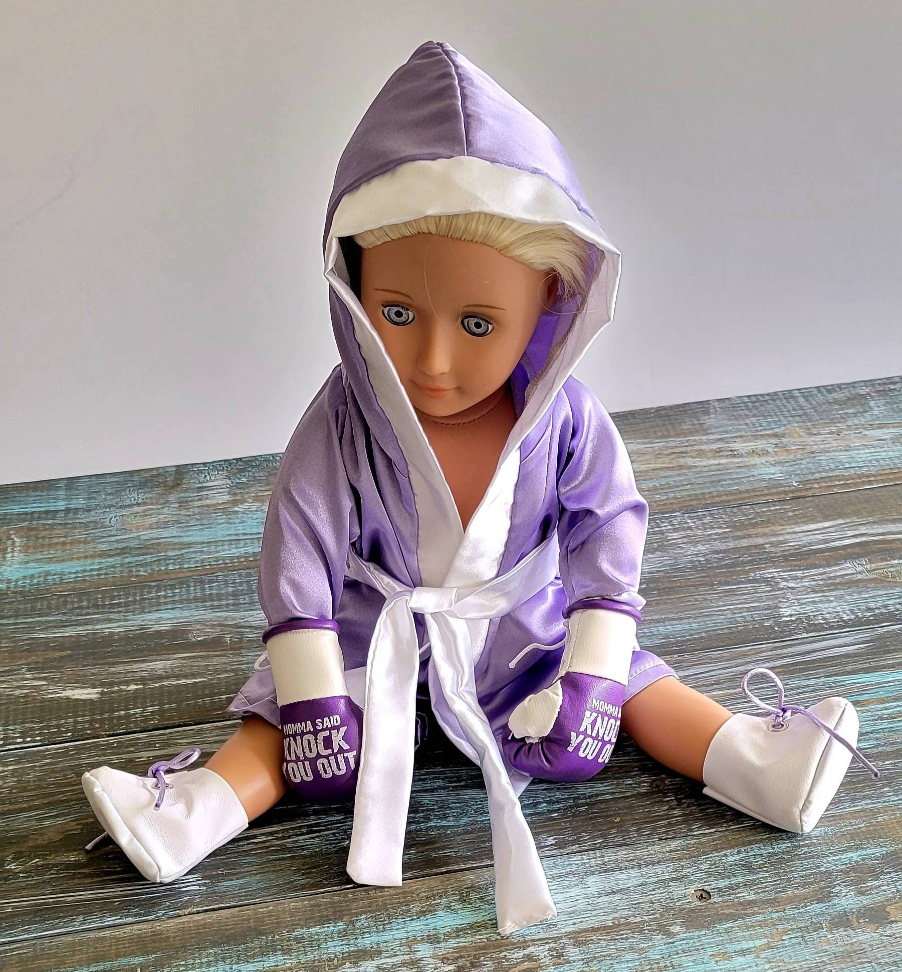 16" and 18" Doll Boxing Set with Personalized Robe, Shorts, and Mini Gloves