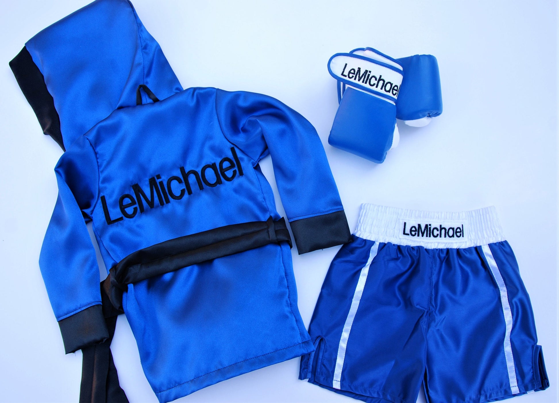 Adorable Baby Girl Boxing Set: Personalized Robe, Shorts, Gloves, and Headband!