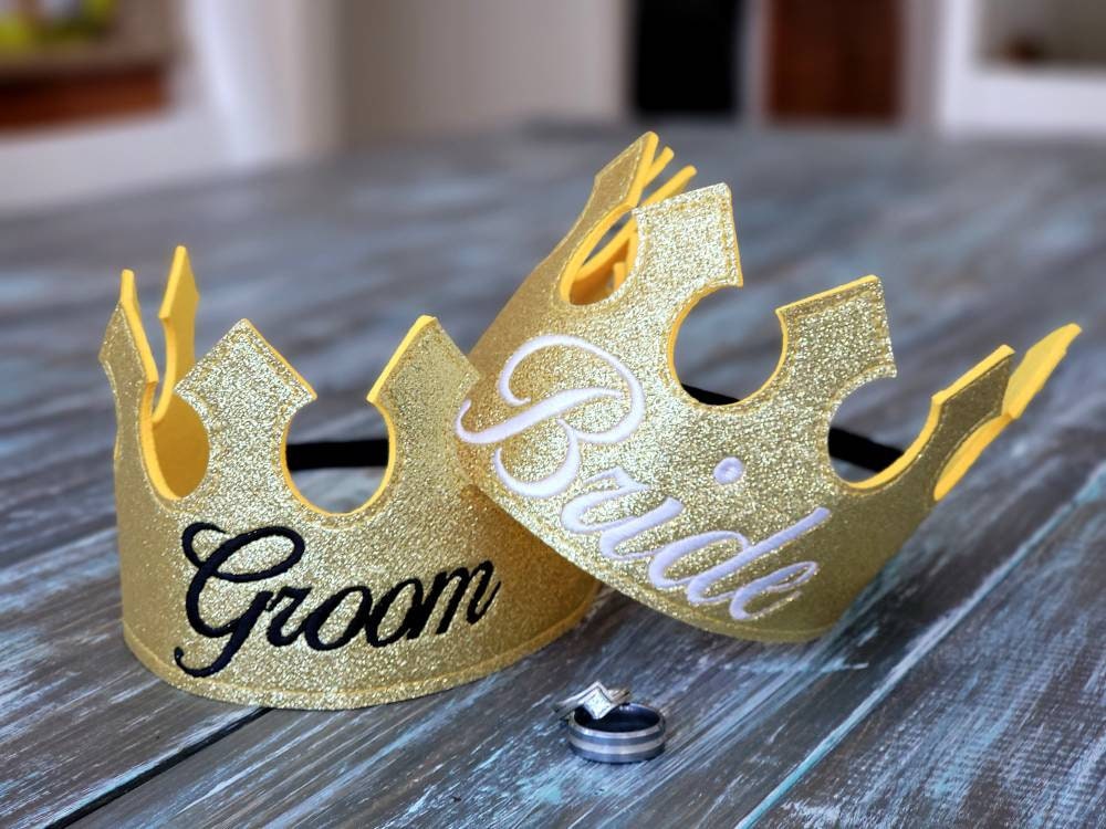 ADULT Personalized Bride Crown, Groom Crown/ Knight crown/Prince crown/ Felt crown