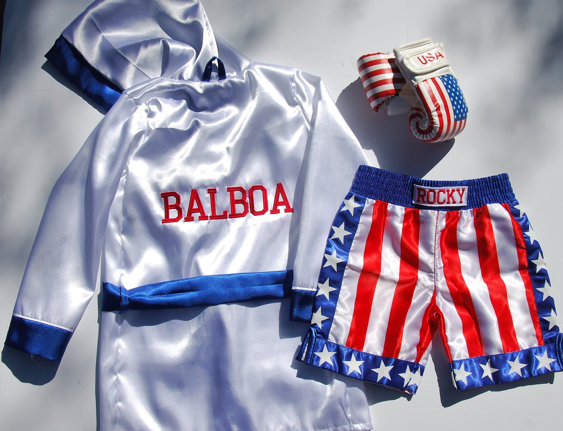 Baby Boxing Set with Personalized Robe, Shorts, Wearable Gloves – Perfect Halloween Kids Costume!