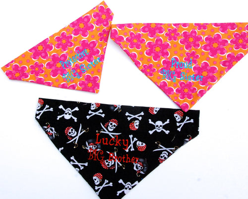 1 bandanas sibling /Pet Bandana/ Proud Big Sister/Brother bandana/ Lucky Little Brother/Personalized bandana