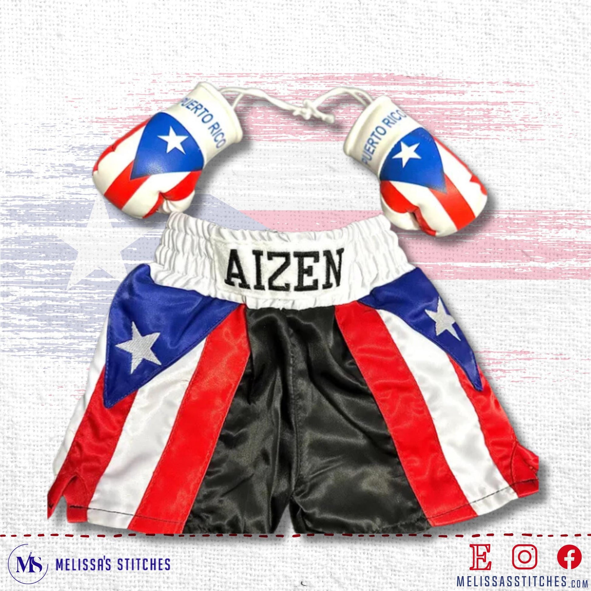 Baby Boxing Set - Personalized Mini Gloves and Shorts Flag Themed: Philippines and Mexico Inspired or any Duo Nationality Combination