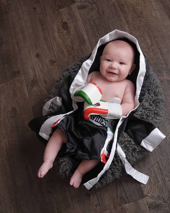 Baby Boxing Set: Mexican Pride - Personalized Robe, Shorts, and Wearable Gloves