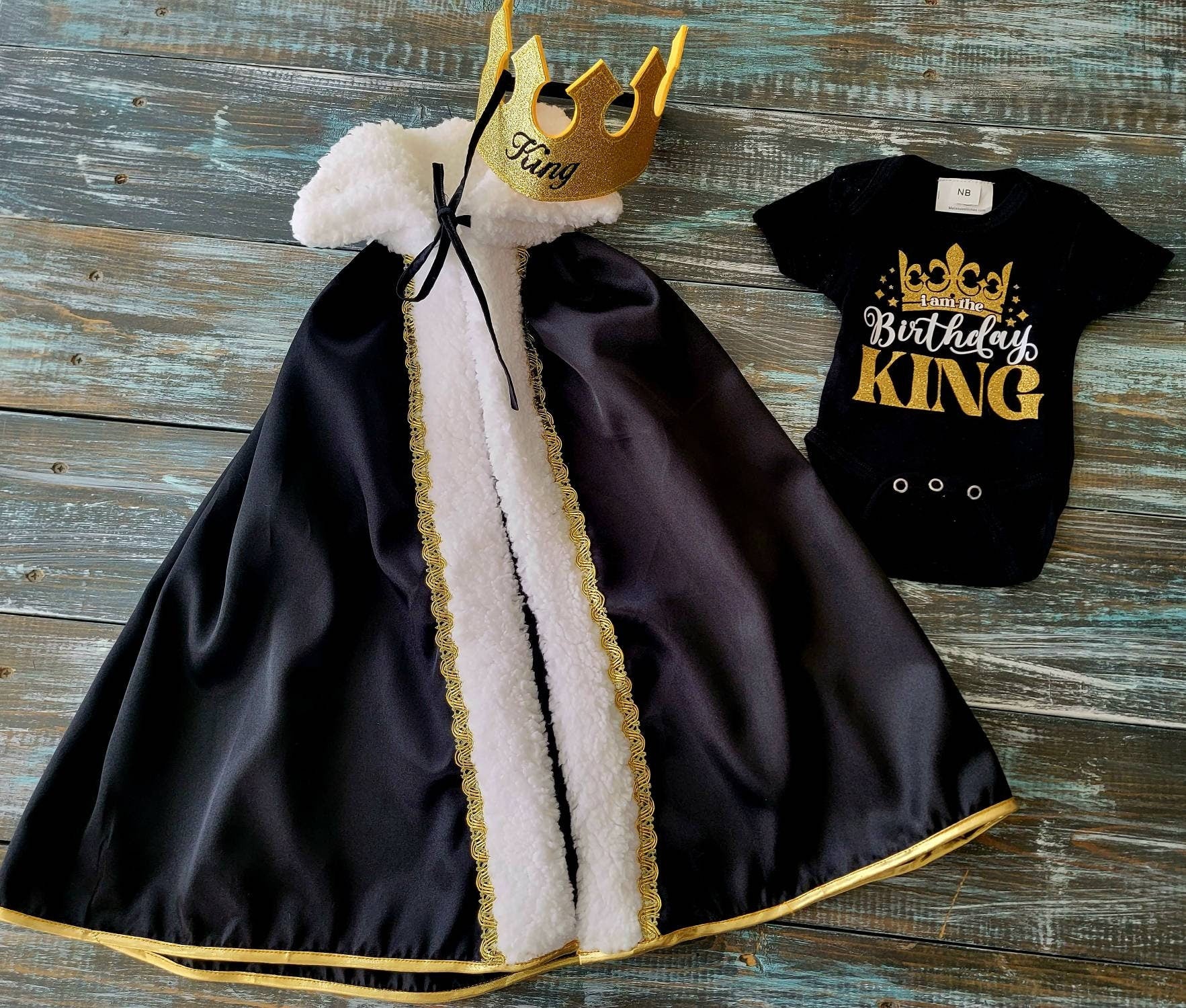 Baby King cape + T-shirt and crown set, Baby Prince