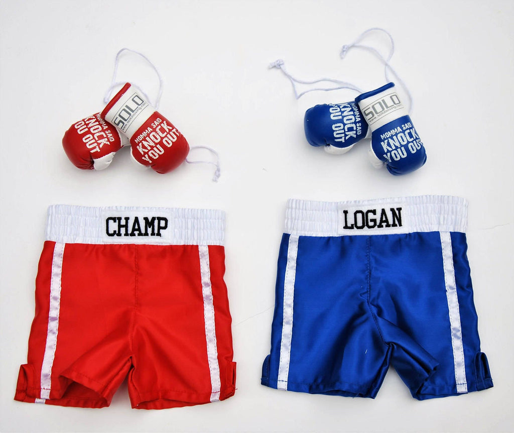 Baby Plush Bear with Boxing personalized shorts and mini gloves