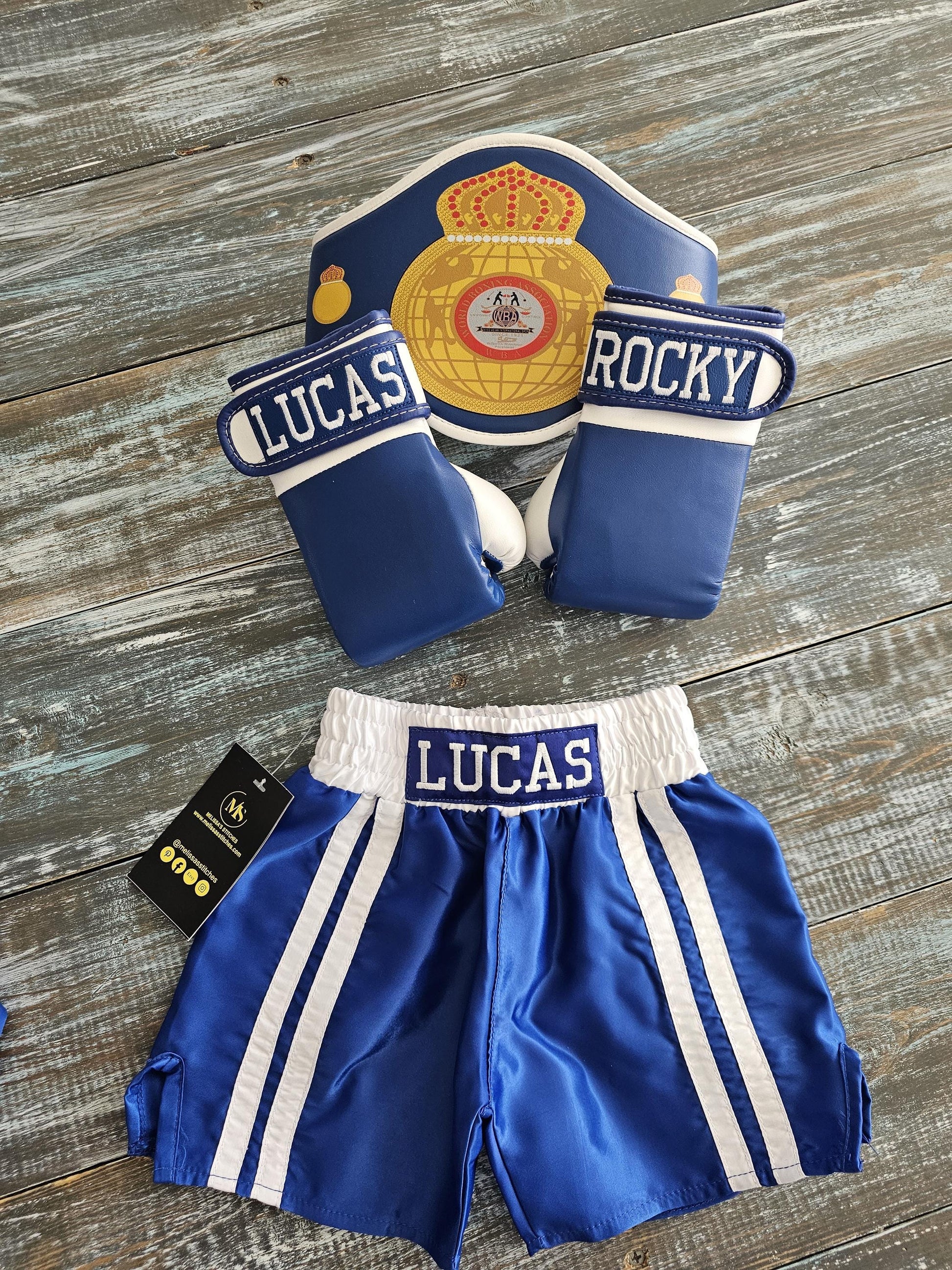 Baby Boxing Set: Personalized Gloves, Shorts, and Champion Belt