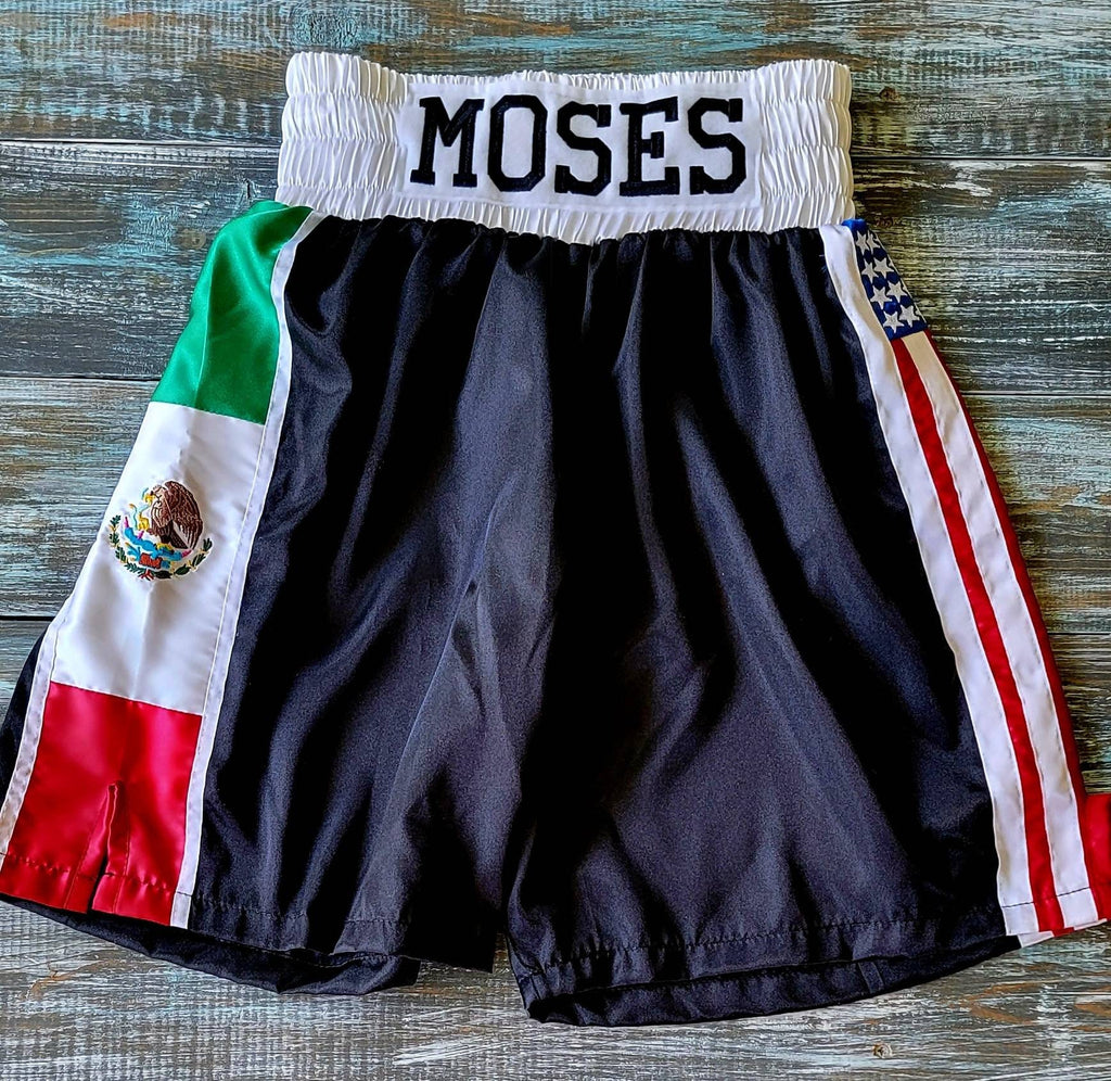 Adult and Youth boxing shorts personalized with national flags
