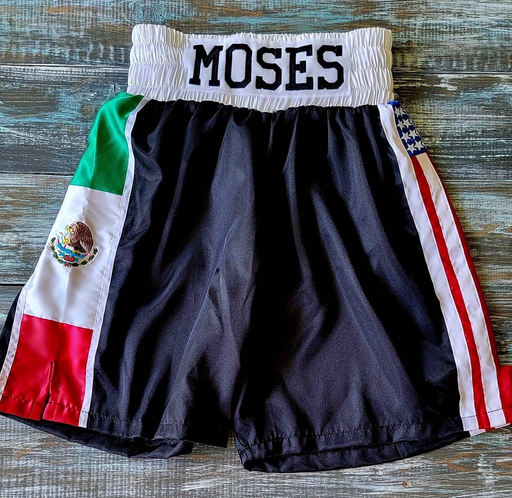 Adult and Youth boxing shorts personalized with national flags