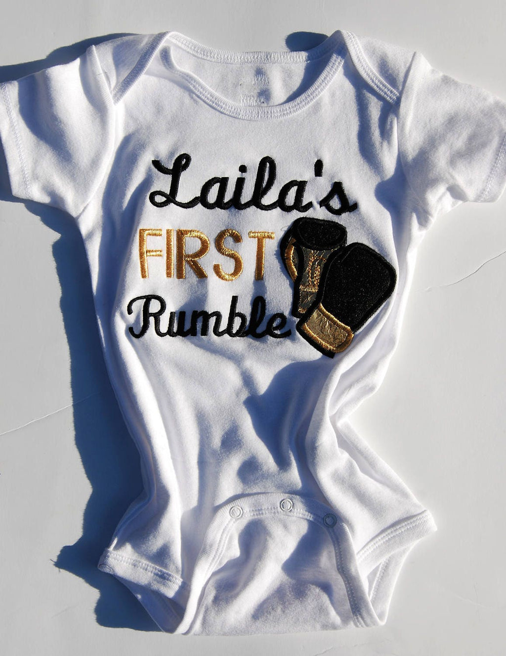 Baby's Boxing Delight: Personalized Bodysuit + Gloves Set