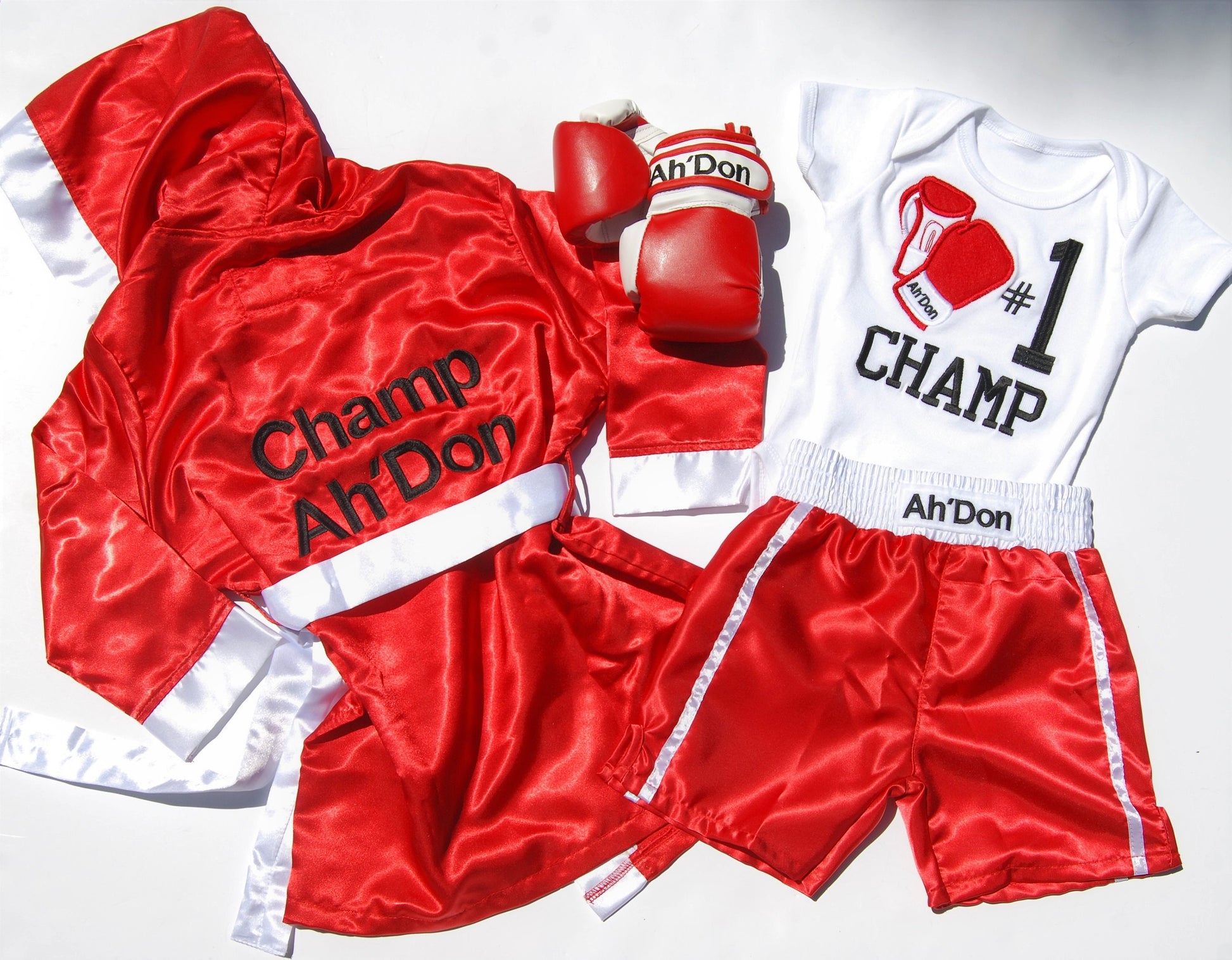 Baby Champion's Boxing Set: Personalized Robe, Shorts, and Gloves