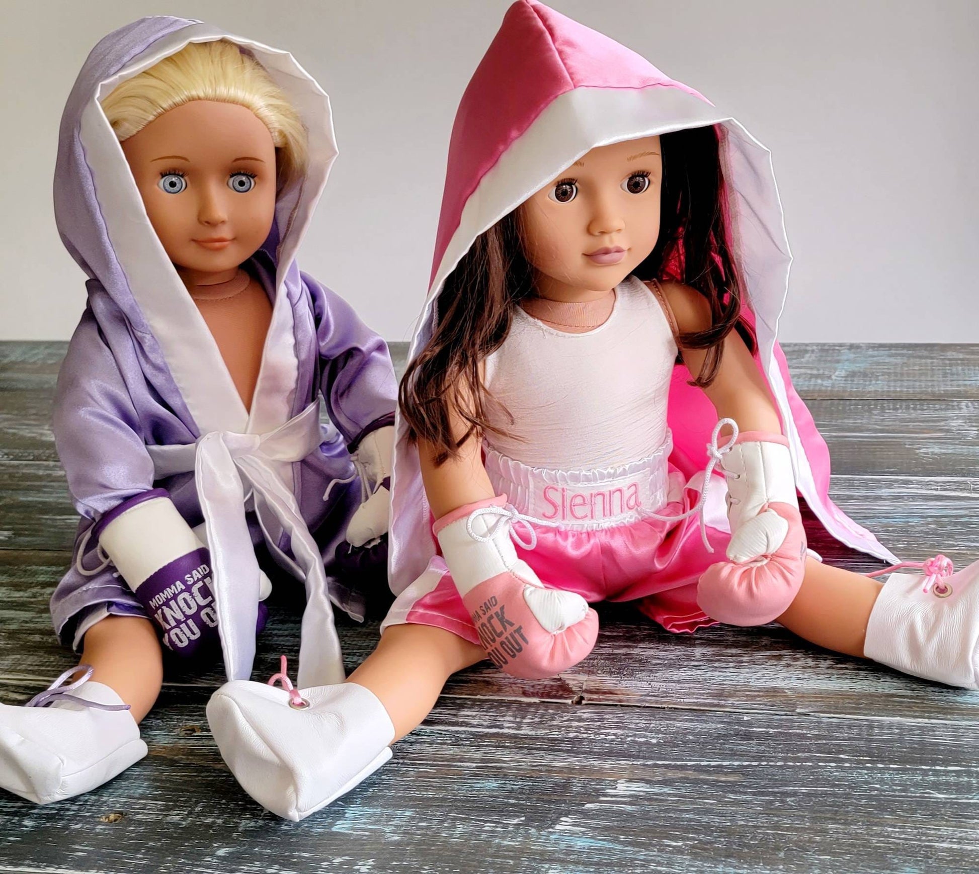 16" and 18" Doll Boxing Set with Personalized Robe, Shorts, and Mini Gloves