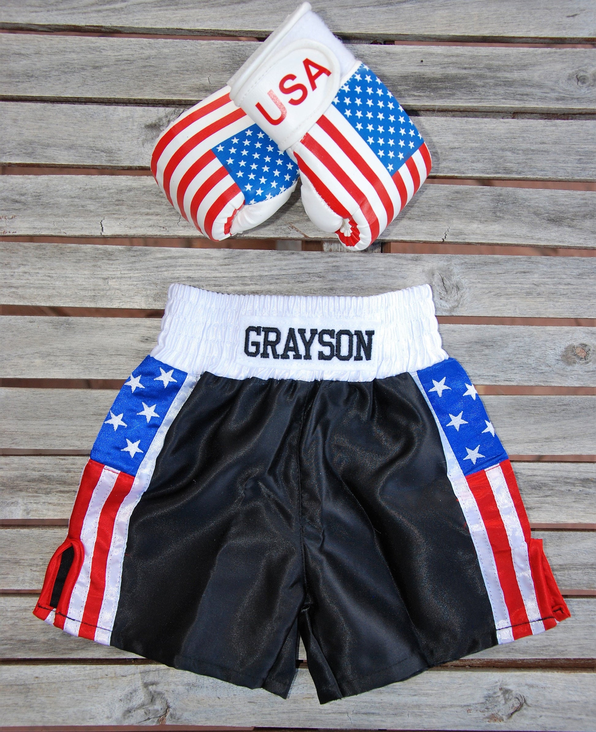 Adorable Personalized Baby Boxing Gloves and Shorts Set