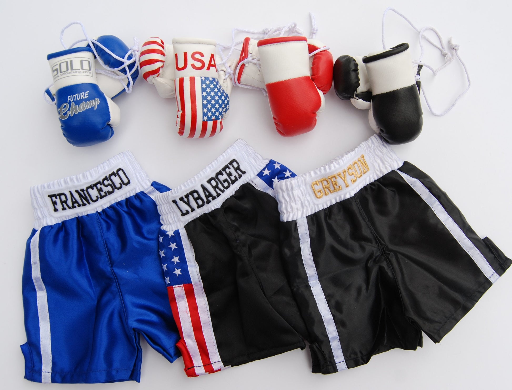 Baby Plush Bear with Boxing personalized shorts and mini gloves
