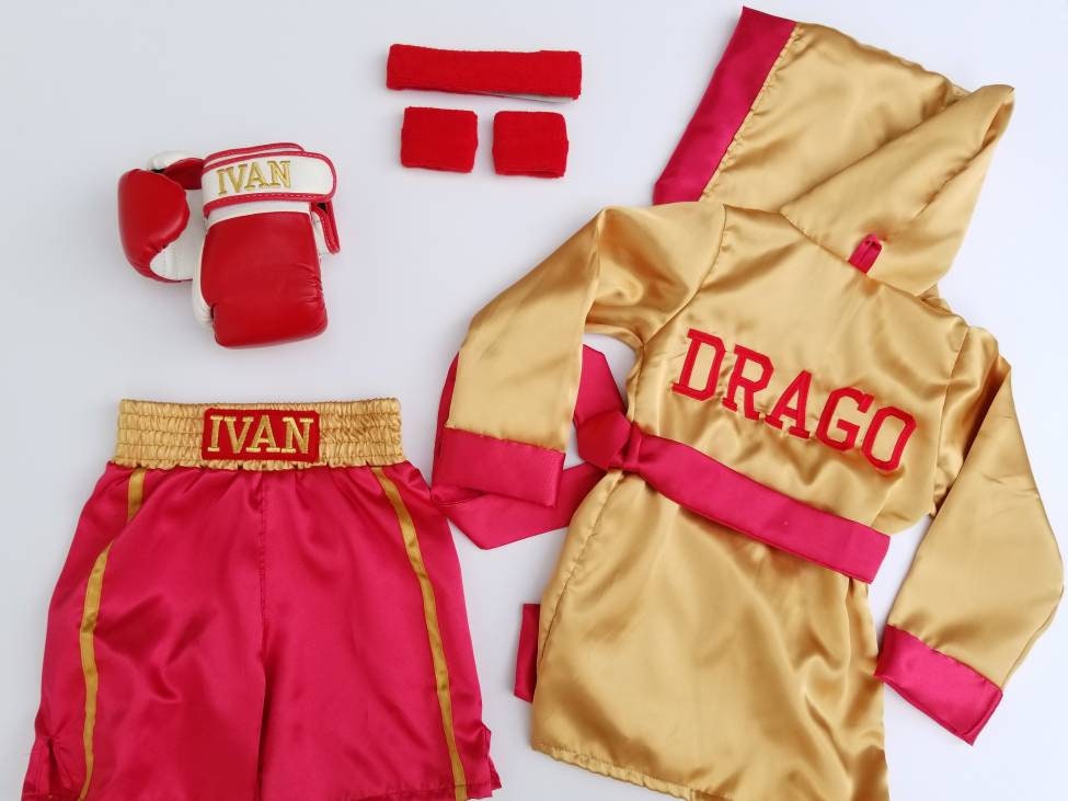 Baby Boxing Set with Personalized Robe, Shorts, Wearable Gloves – Perfect Halloween Kids Costume!