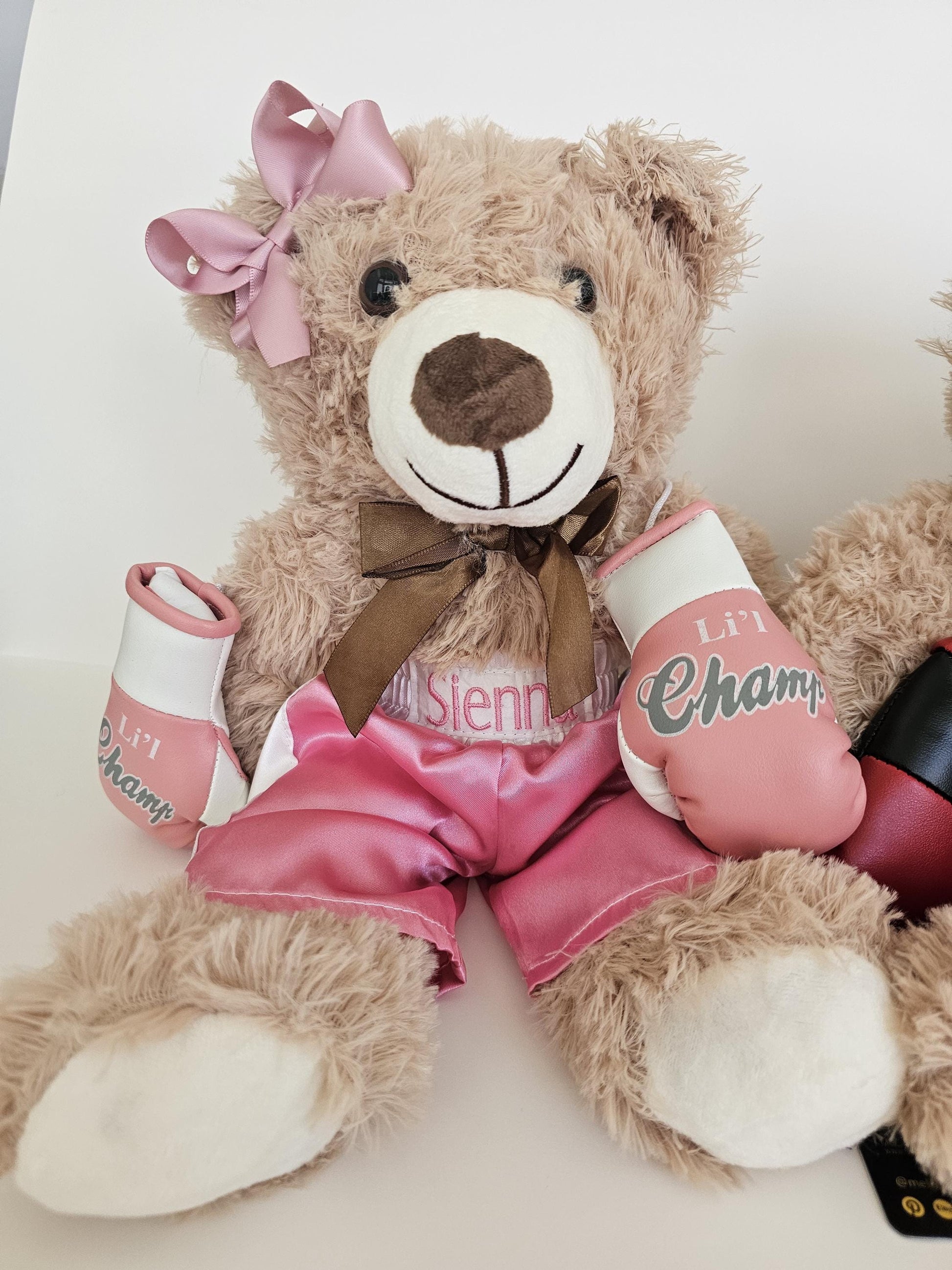 Baby Plush Bear with Boxing personalized shorts and mini gloves