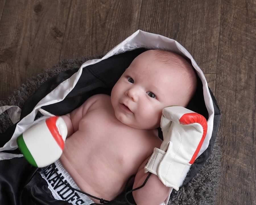 Baby Boxing Set: Mexican Pride - Personalized Robe, Shorts, and Wearable Gloves