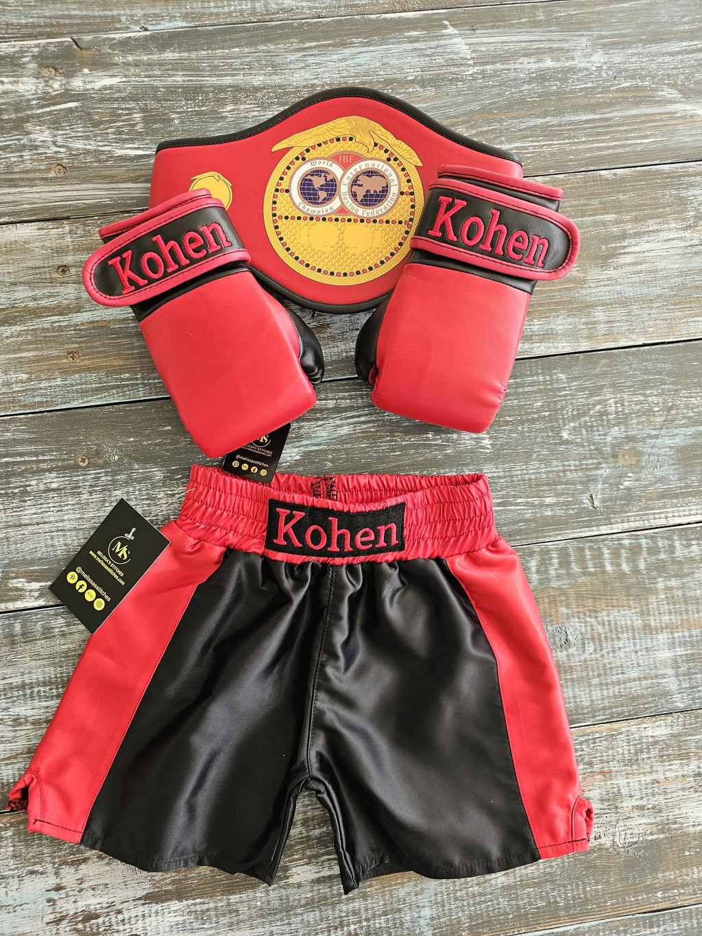 Baby Boxing Set: Personalized Gloves, Shorts, and Champion Belt