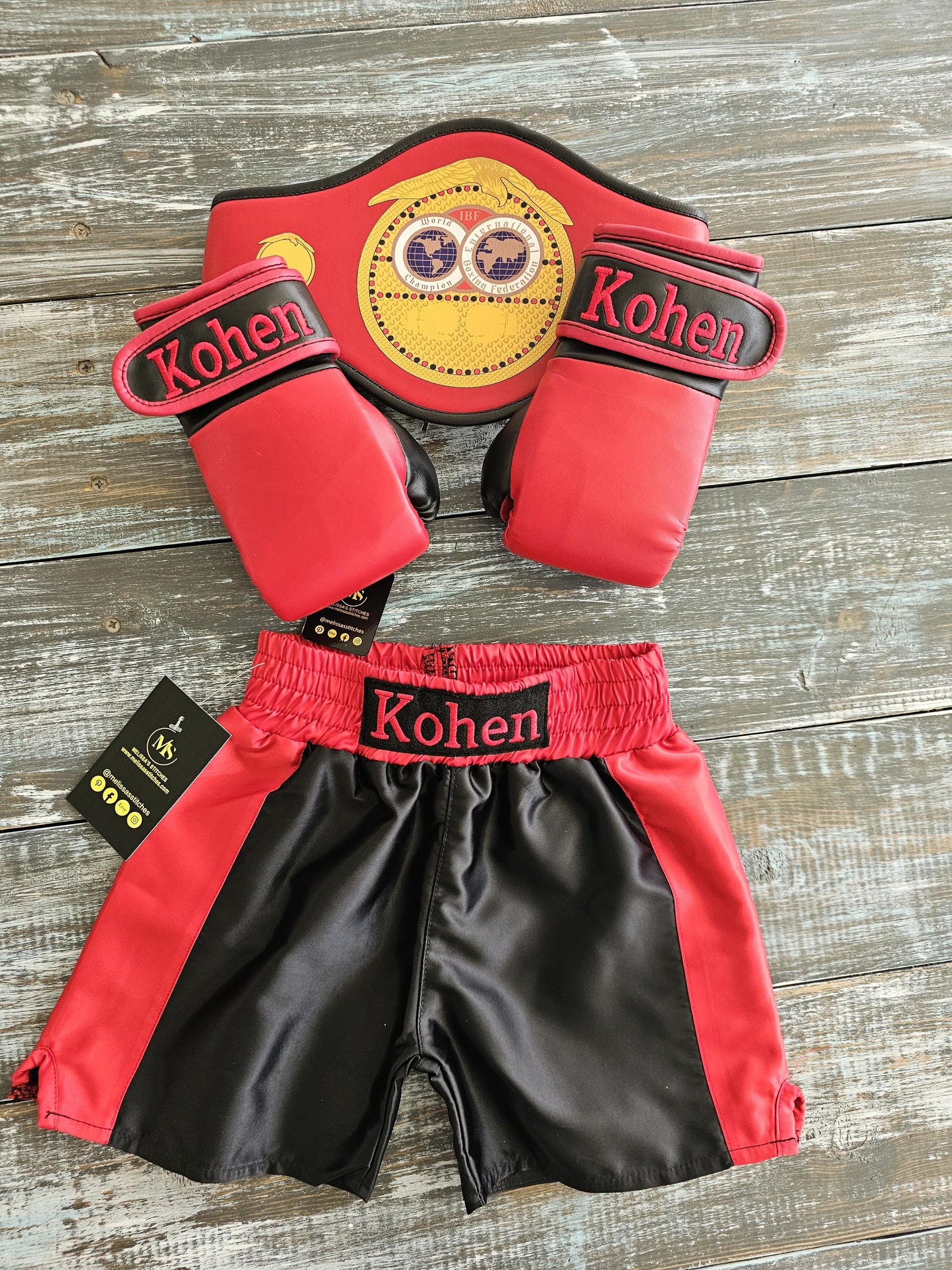 Baby Boxing Set: Personalized Gloves, Shorts, and Champion Belt