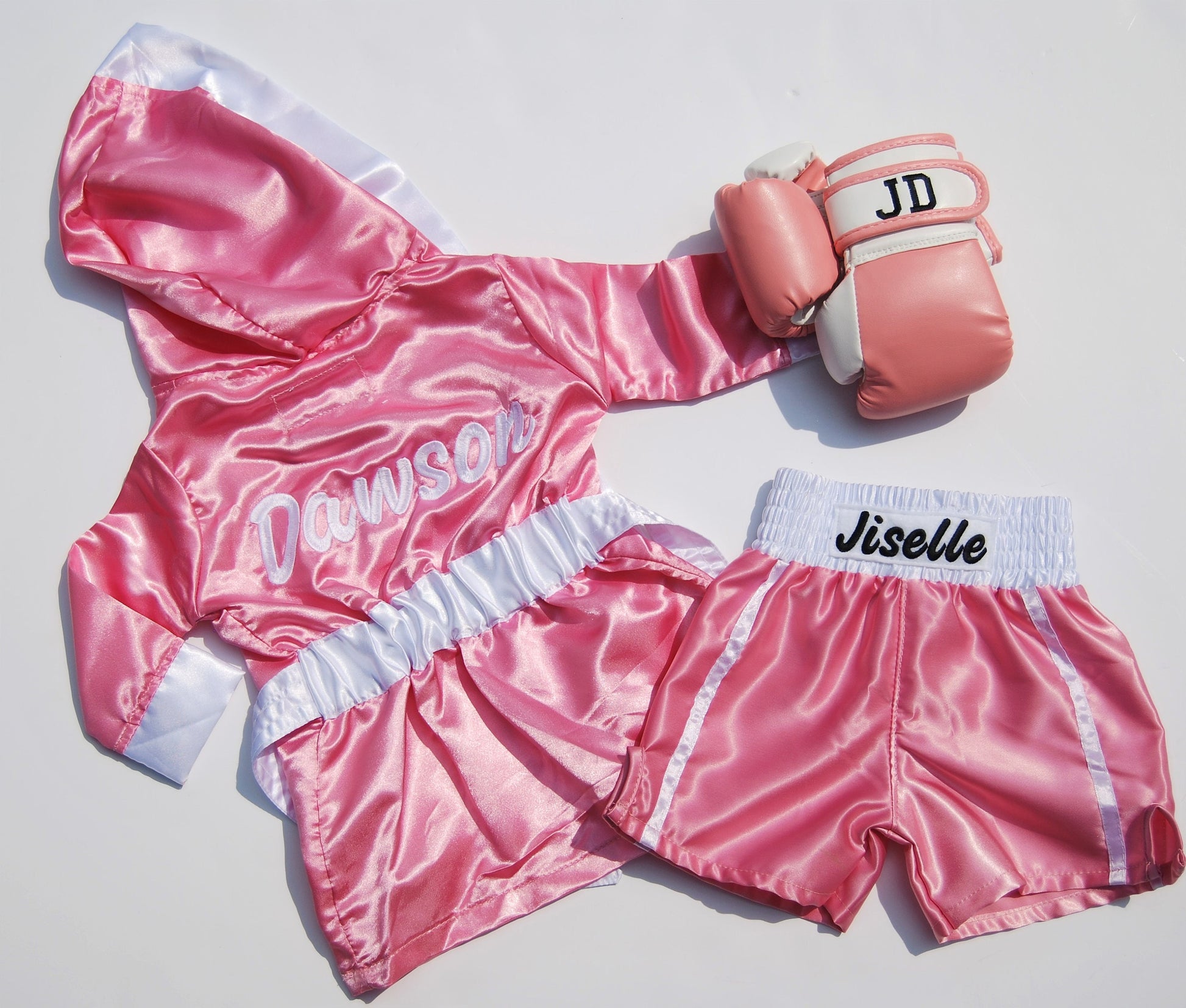 Adorable Baby Girl Boxing Set: Personalized Robe, Shorts, Gloves, and Headband!