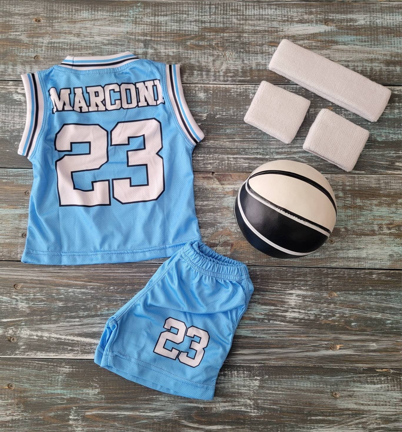 Baby Personalized Basketball Jersey, Shorts  or  Set: Jersey, Shorts, Ball, and Sweatband Combo!