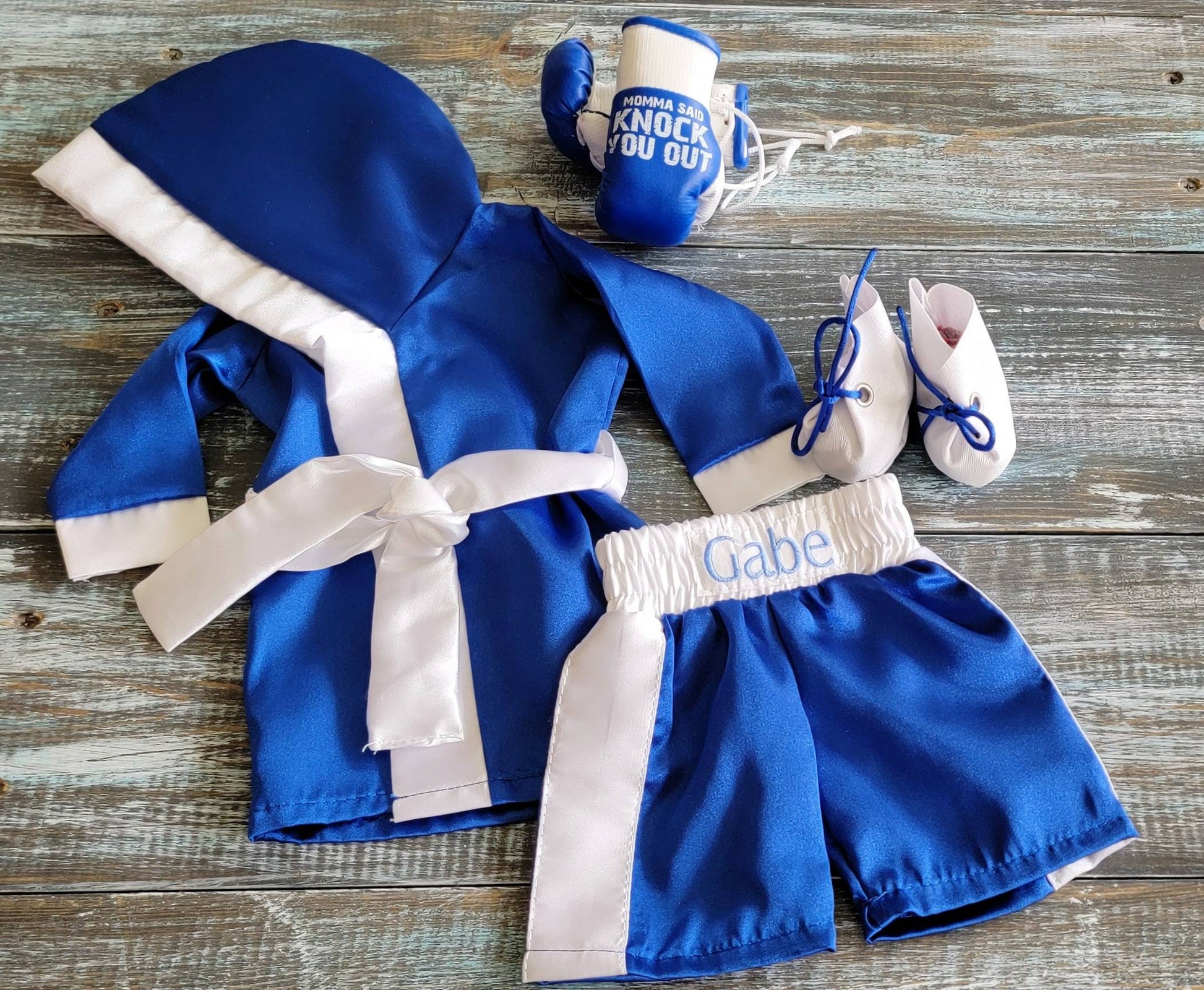 16" and 18" Doll Boxing Set with Personalized Robe, Shorts, and Mini Gloves