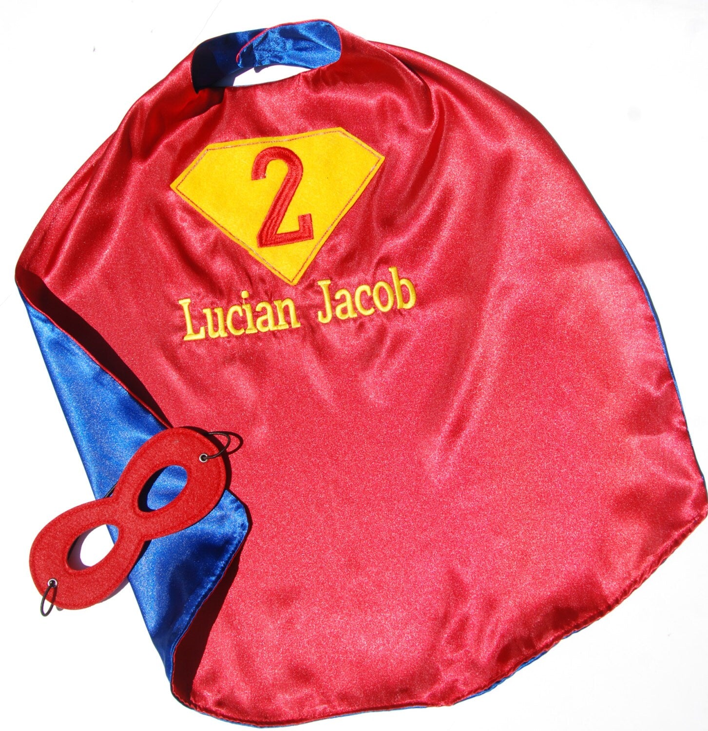 Birthday Super hero cape personalized  and mask set