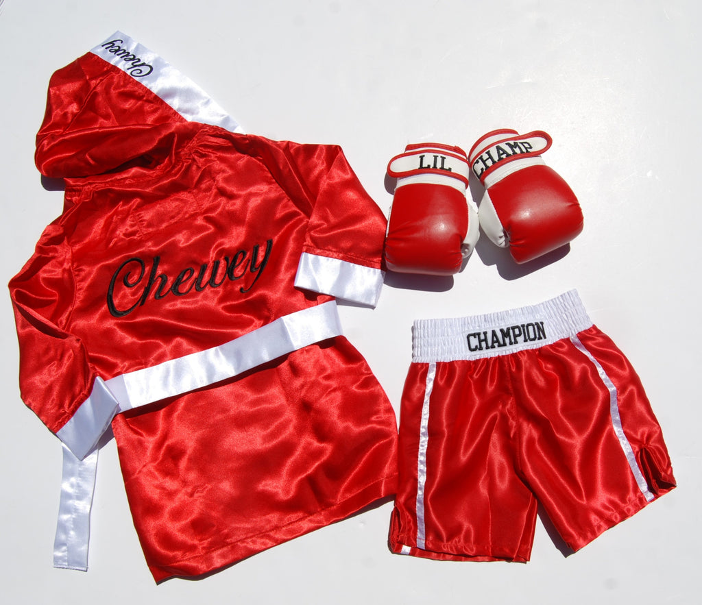 Adorable Baby Girl Boxing Set: Personalized Robe, Shorts, Gloves, and Headband!