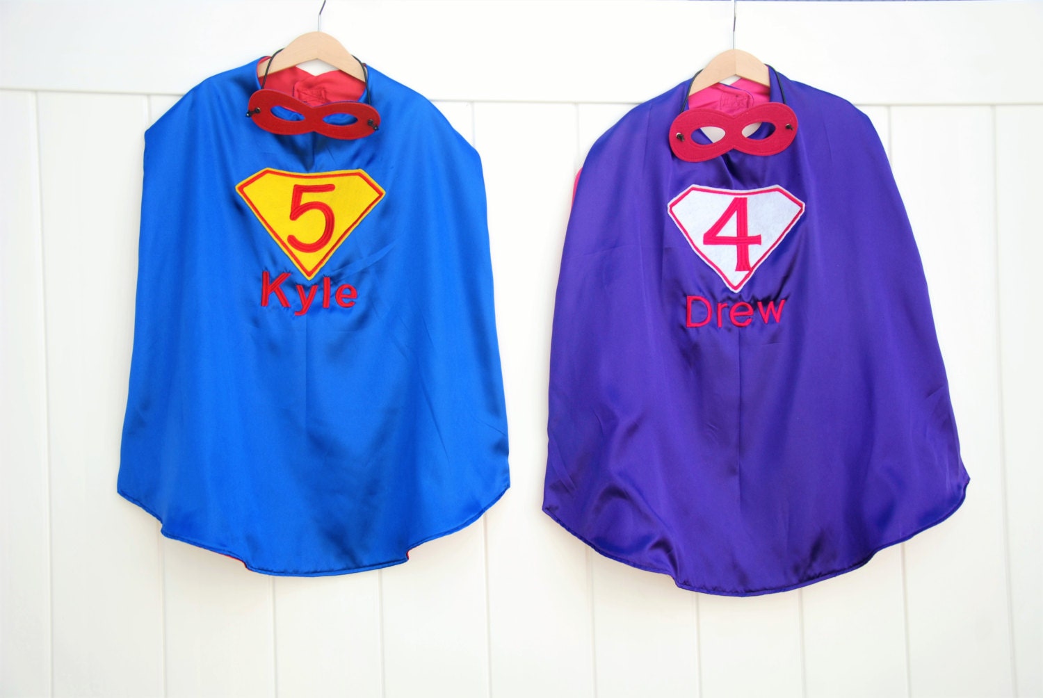 Birthday Superhero cape  personalized with Masks set /  Birthday  cape and  Mask