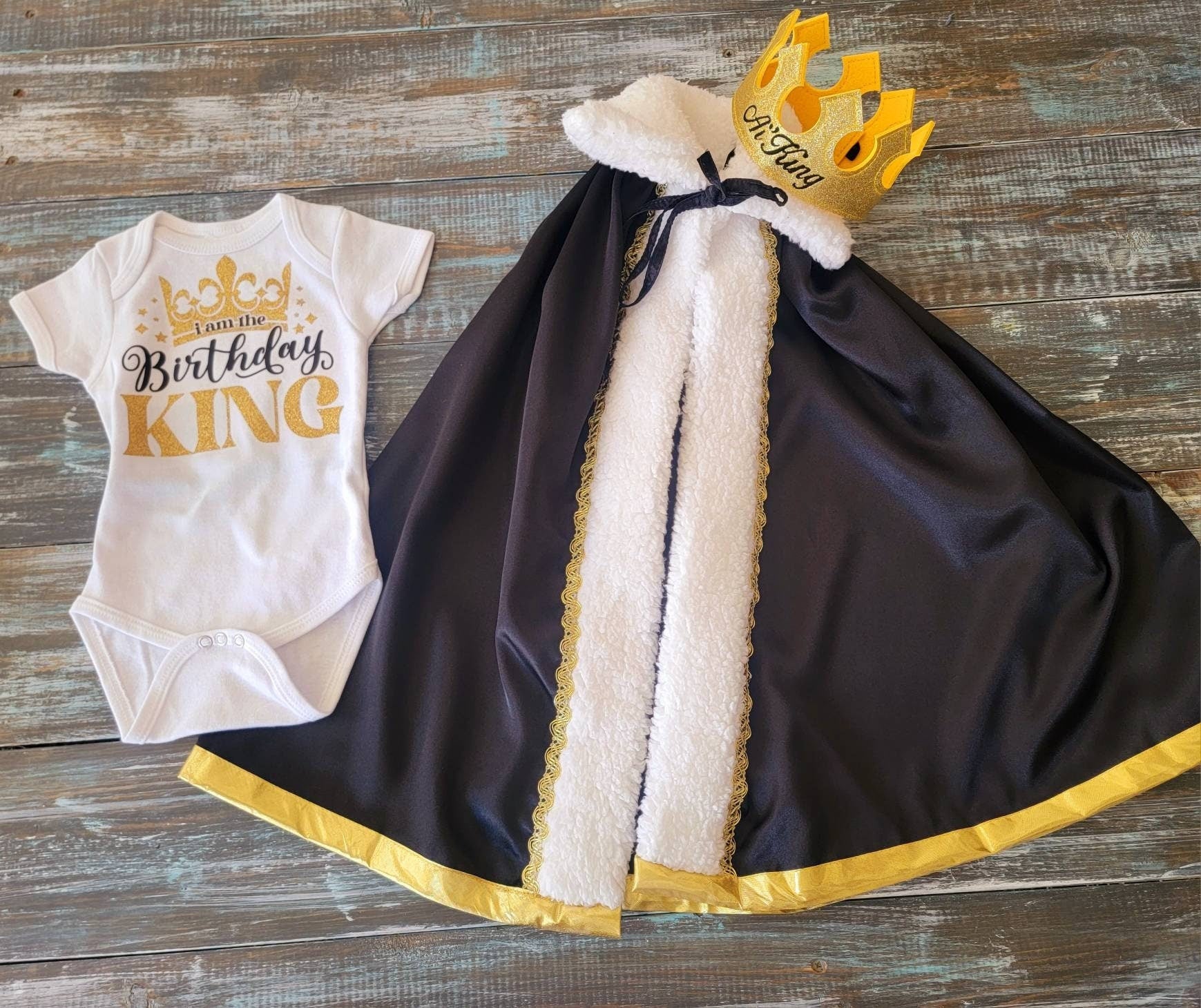 Baby King cape + T-shirt and crown set, Baby Prince