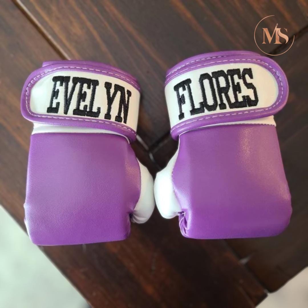 Baby Shower Gift for Girl – Custom Baby Boxing Gloves with Embroidered Name | Personalized Keepsake for Newborn Photos