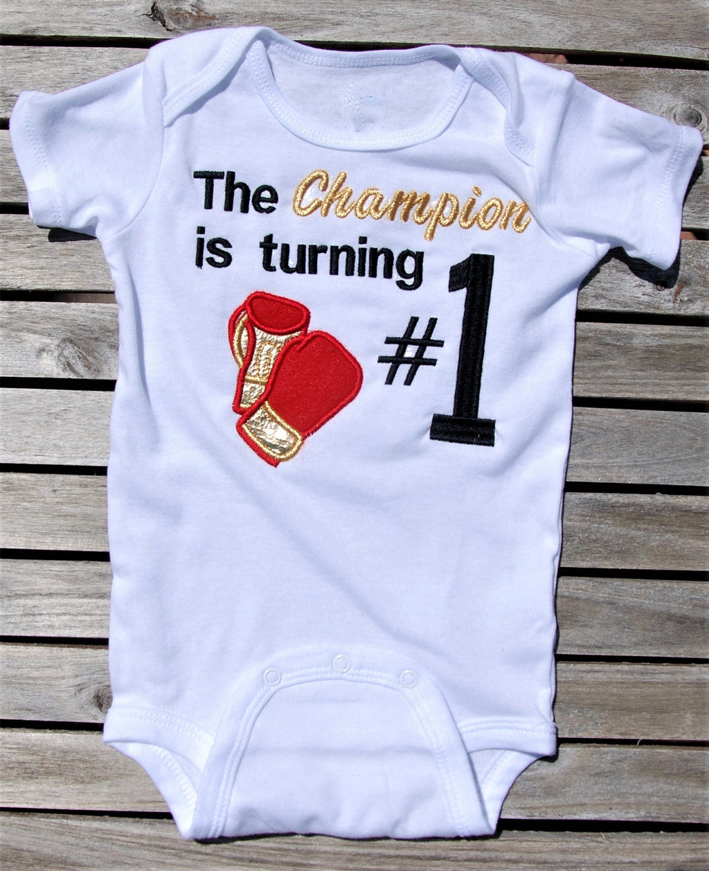 Baby's Boxing Delight: Personalized Bodysuit + Gloves Set
