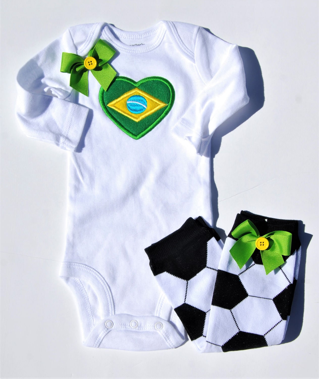 Brazilian flag baby Body suit set ( Body suit + leg warmers)