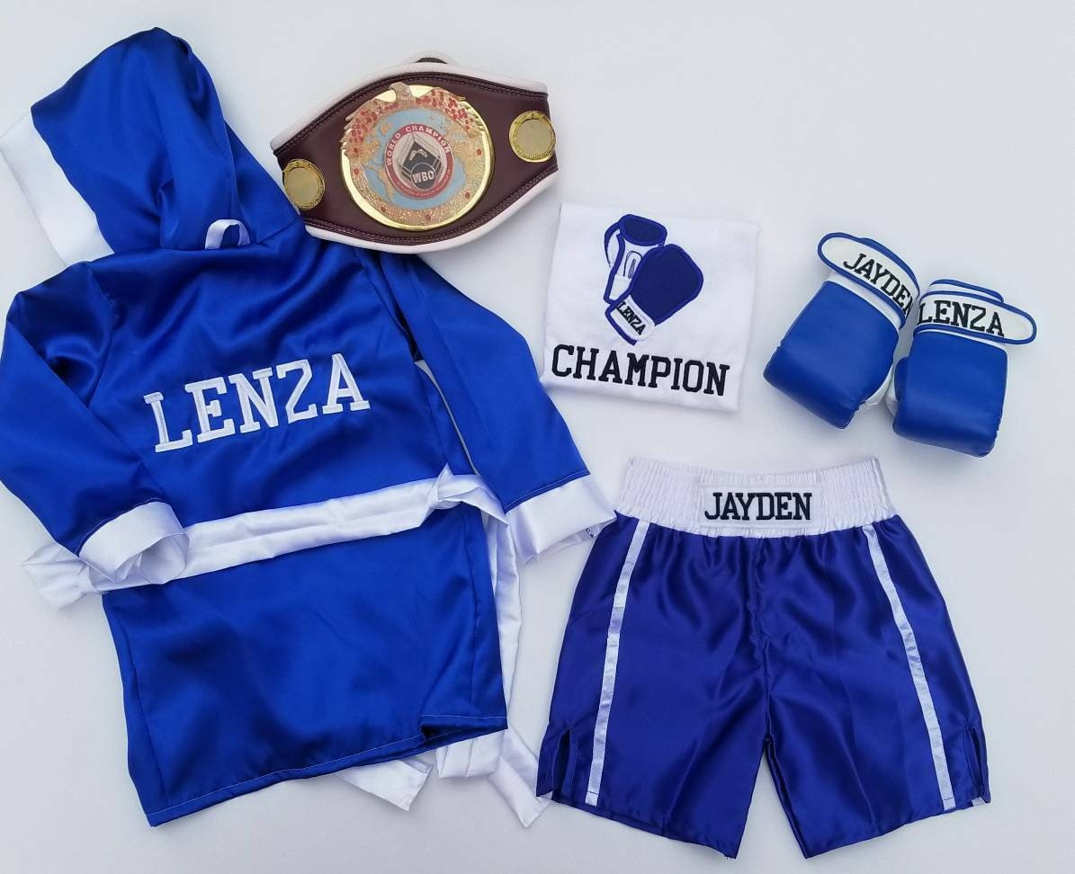 The Ultimate Baby Boxing Fighter Set: Personalized Gloves, Robe, Shorts, and More!