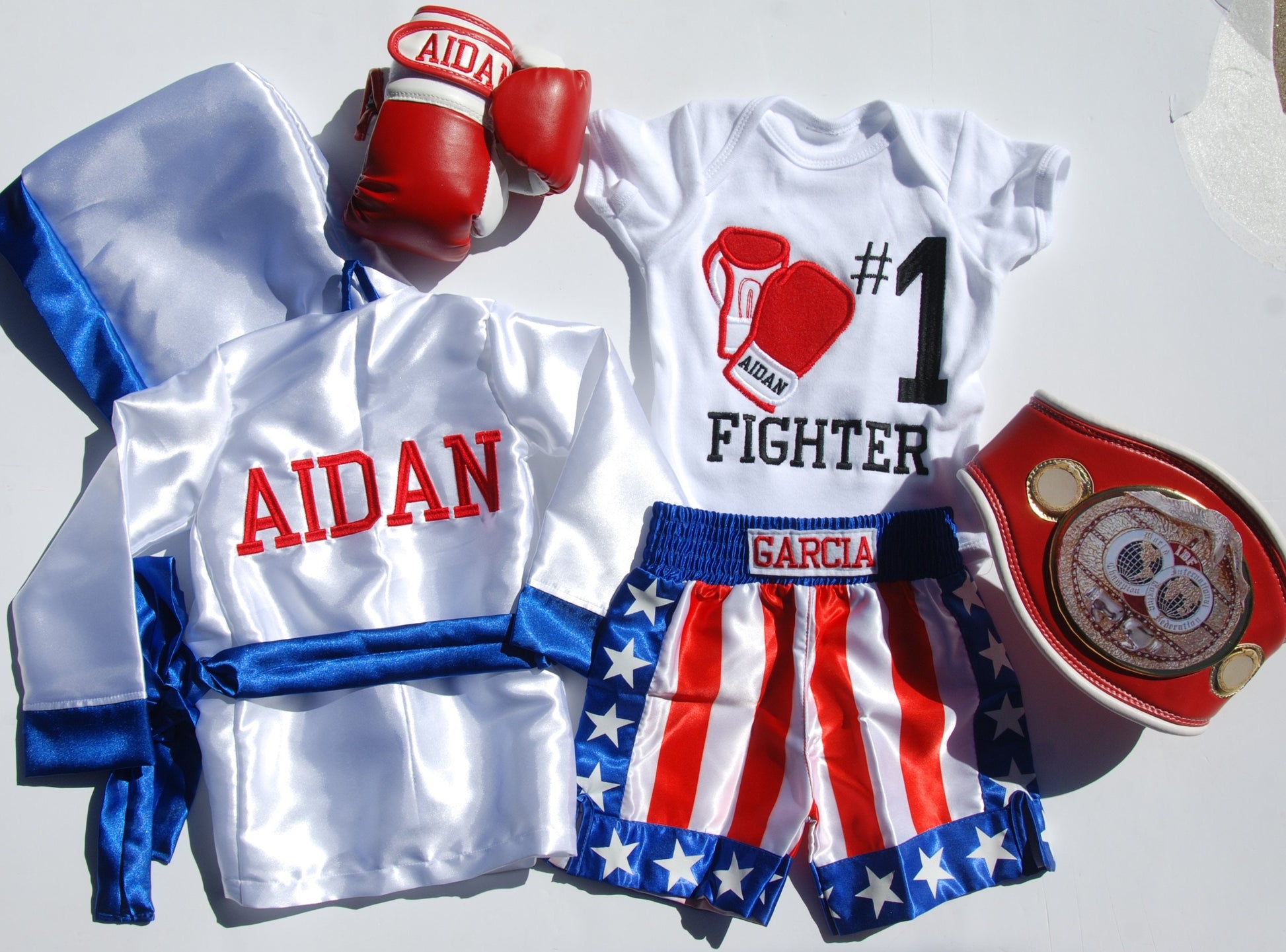 Champion's First Birthday Boxing Set: Personalized Baby Boxing Outfit