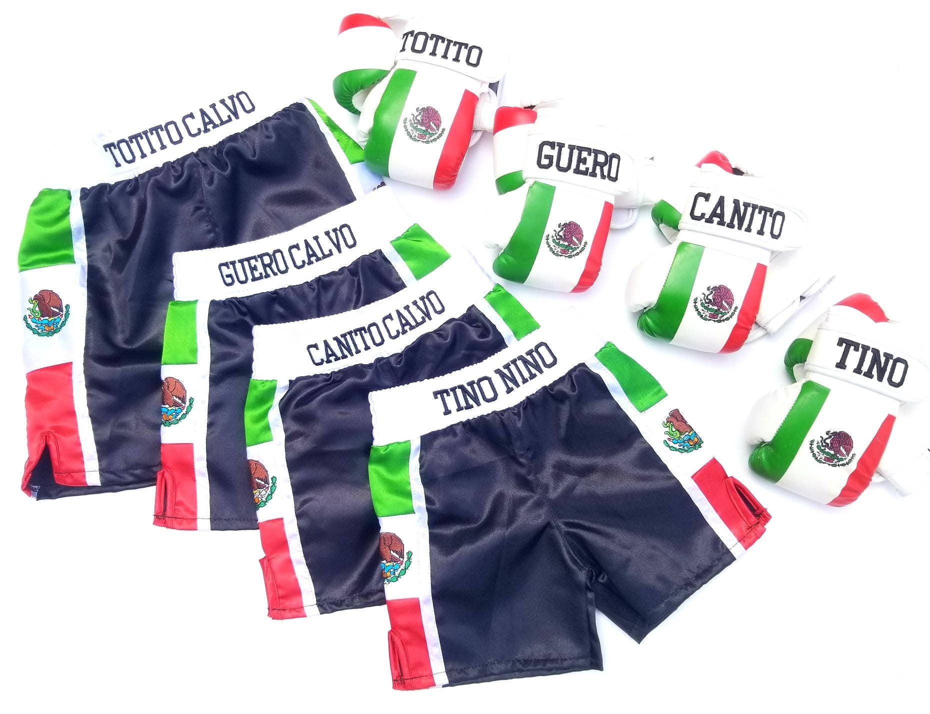 Custom Mexico Kids Boxing Set: Personalized Gloves and Shorts