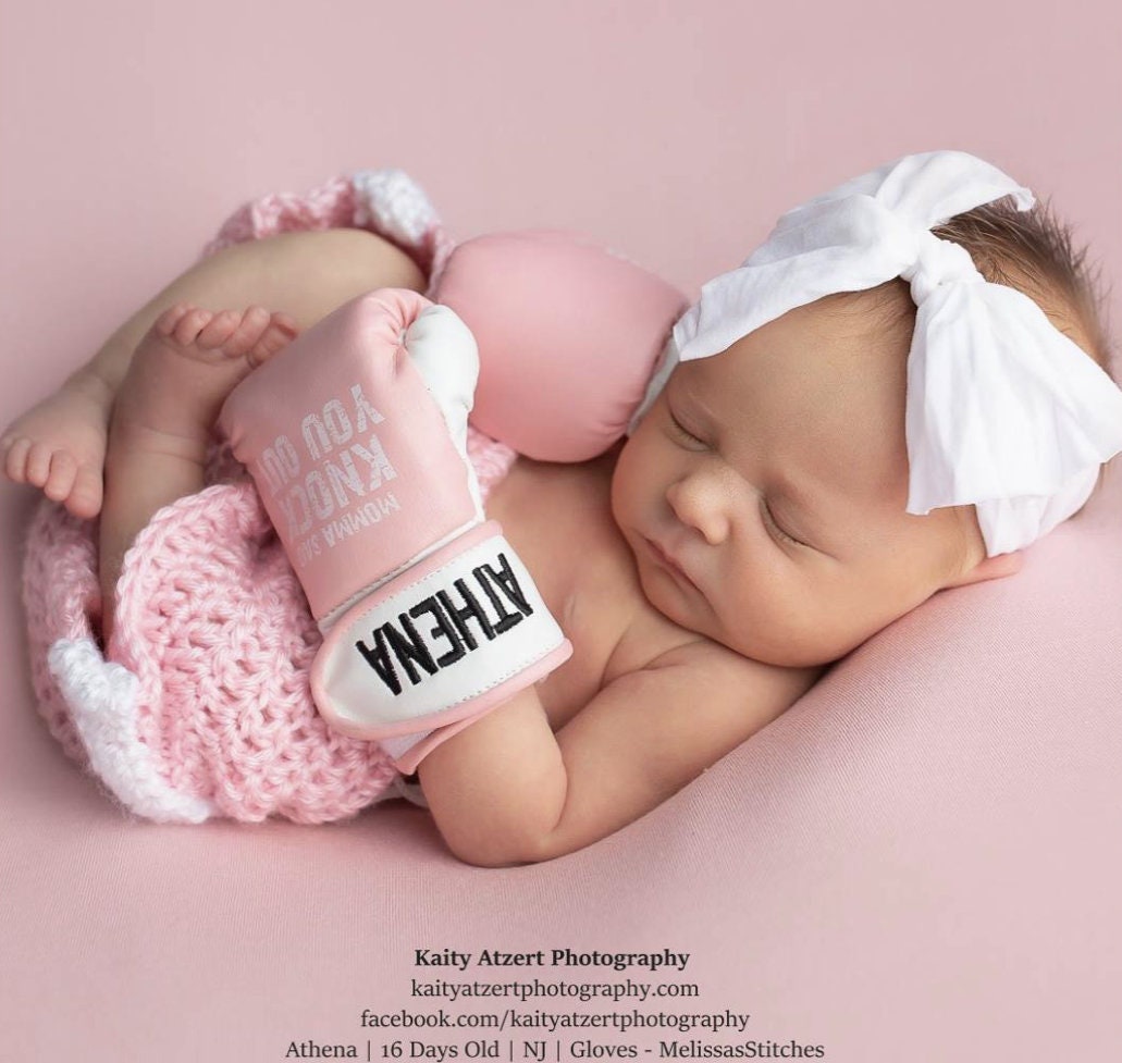 Custom Baby Boxing Gloves – Momma KO Style | Personalized Infant & Toddler Gloves with Name Embroidery