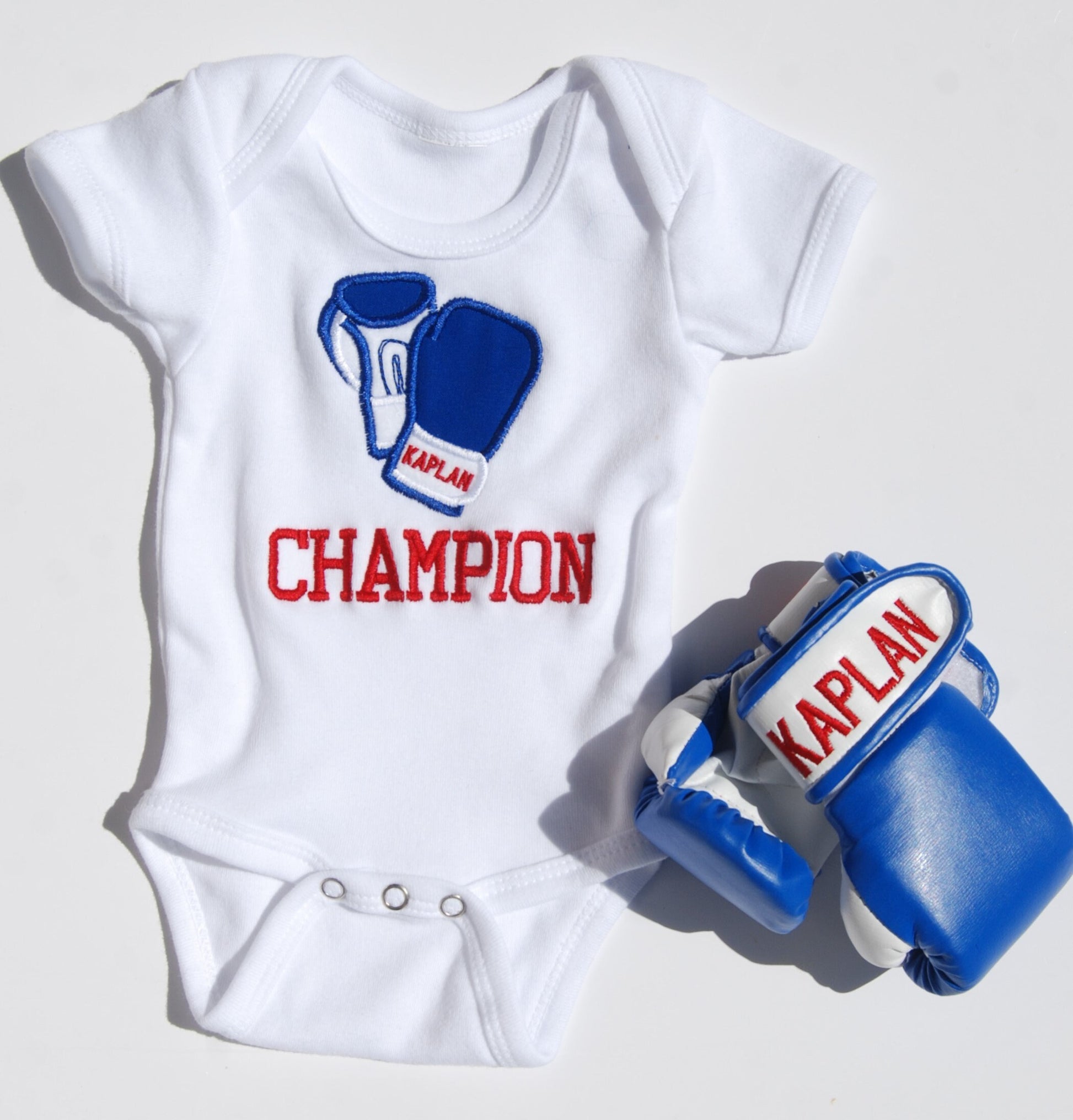 Personalized Baby Boxing Bodysuit and Gloves Set