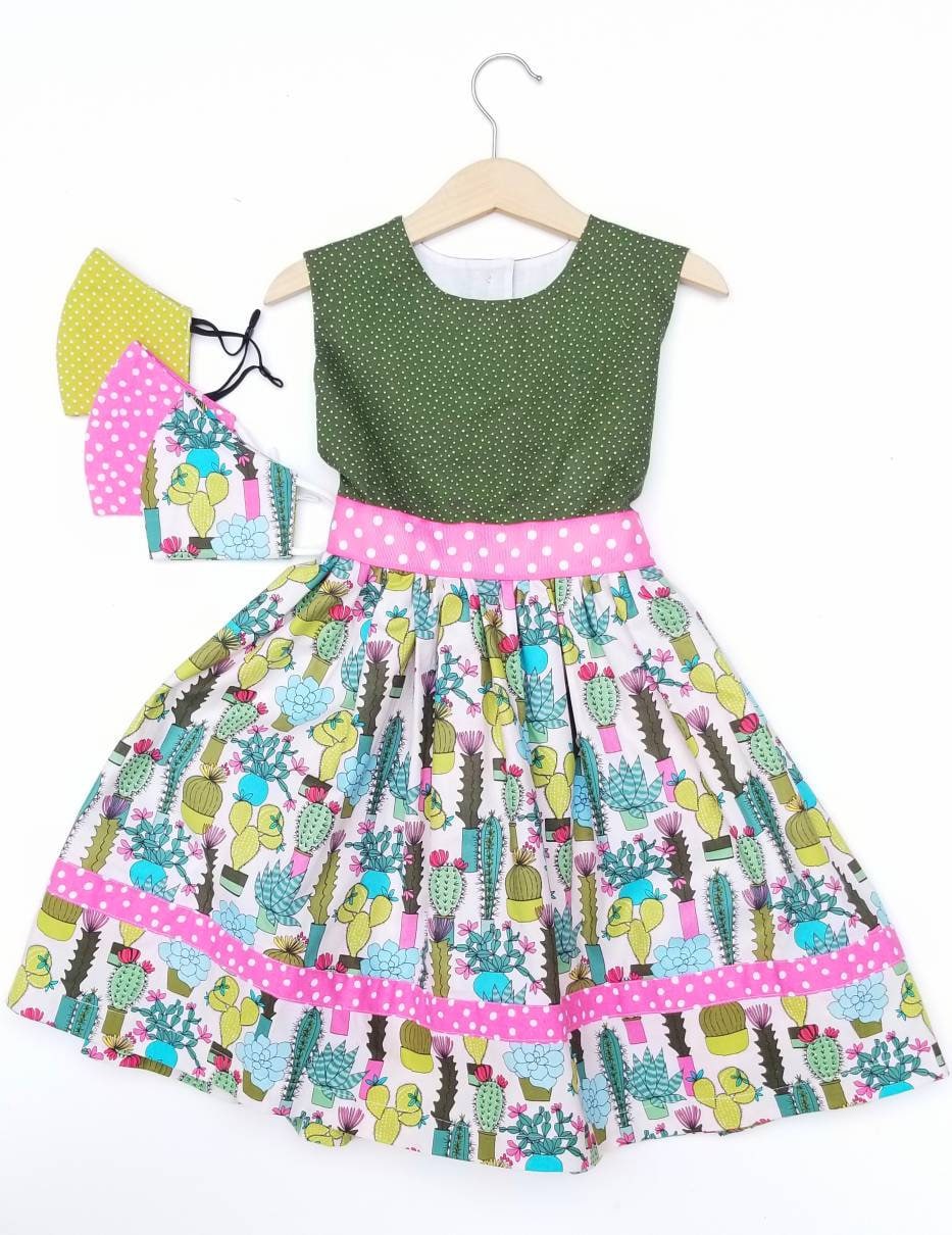 Girls Dress, Summer dress, Birthday dress, Cactus dress, cactus and succulents Dress