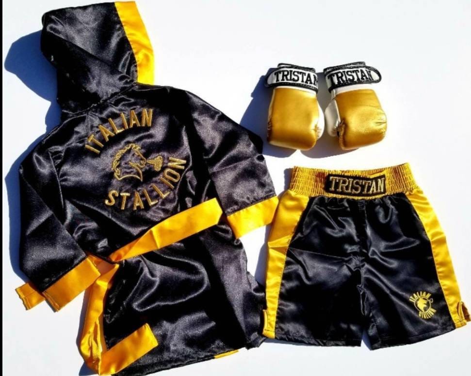 Baby Boxing Set with Personalized Robe, Shorts, and Wearable Gloves