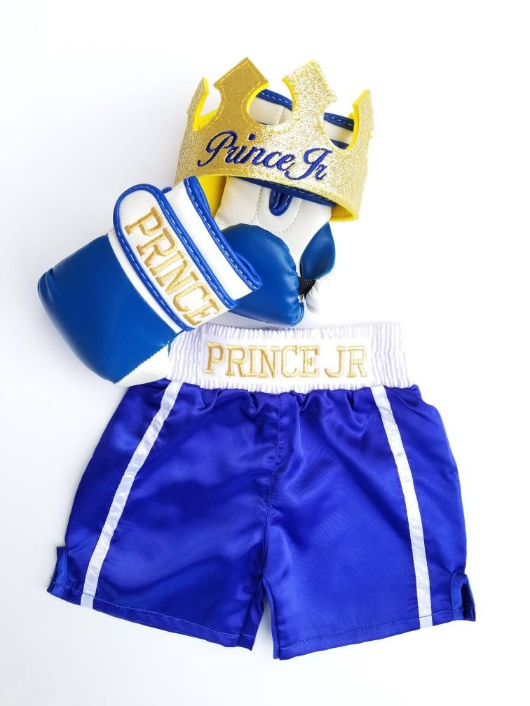Ring Royalty Style: Baby Boxing Set with Personalized Gloves, Shorts, and Crown