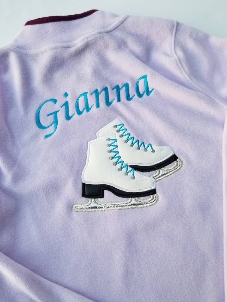 Personalized Ice Skating Jacket for Girls- Fleece 1/3 zipper in front