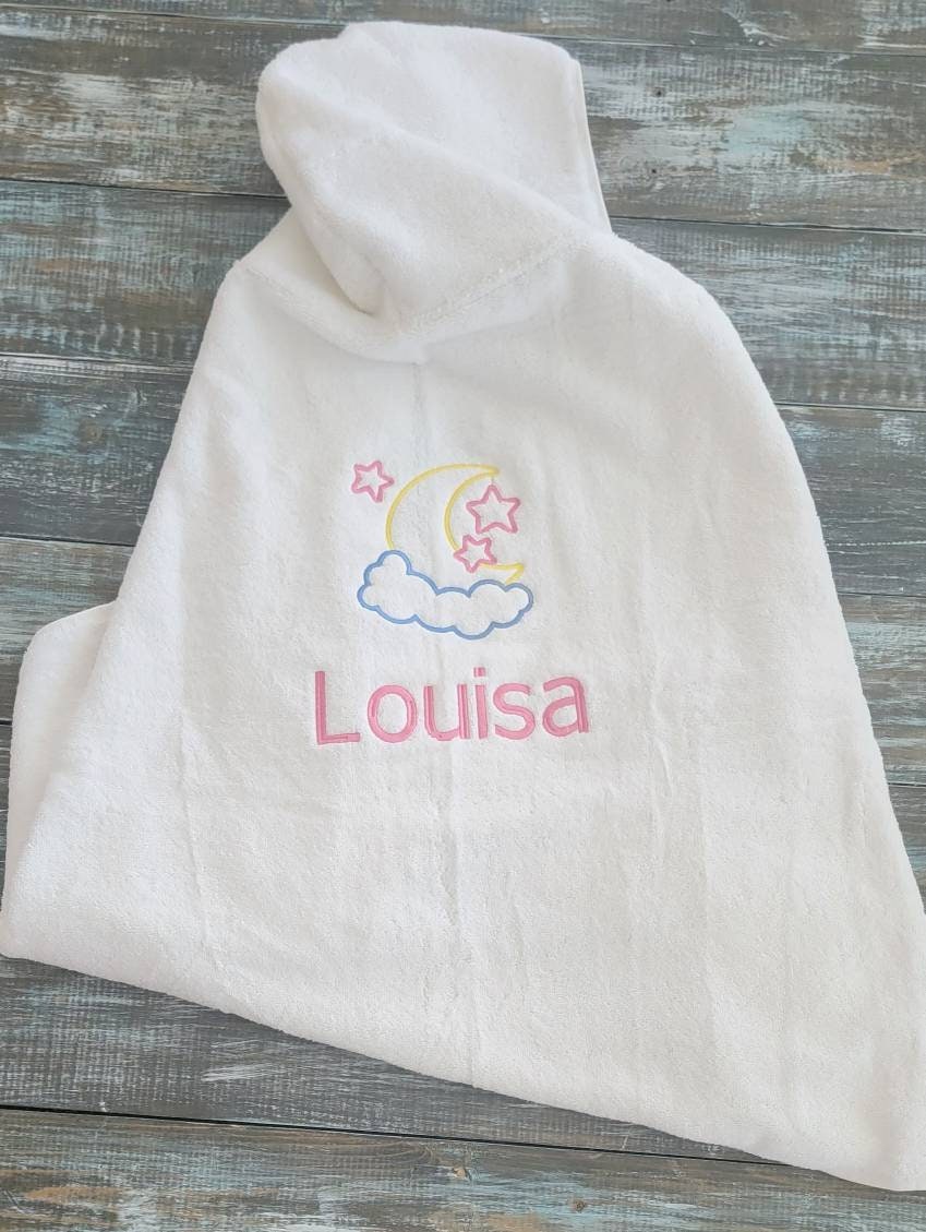 Moon & Stars Kids Plush Hooded Bath Towel