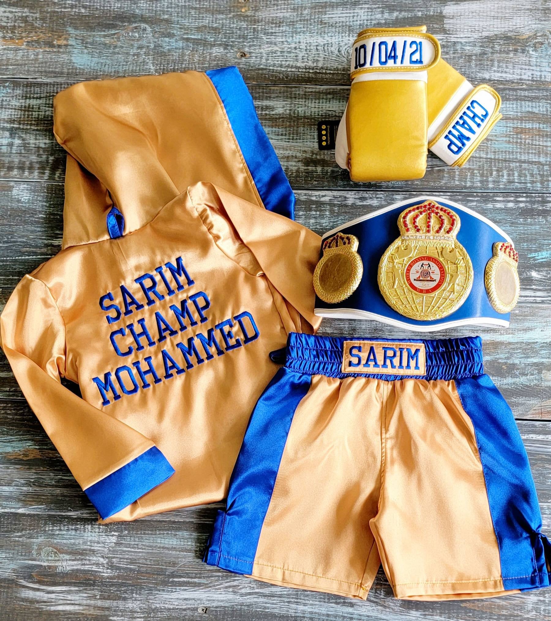 First Birthday Boxing set ROBE Personalized+shorts personalized and wearable gloves personalized