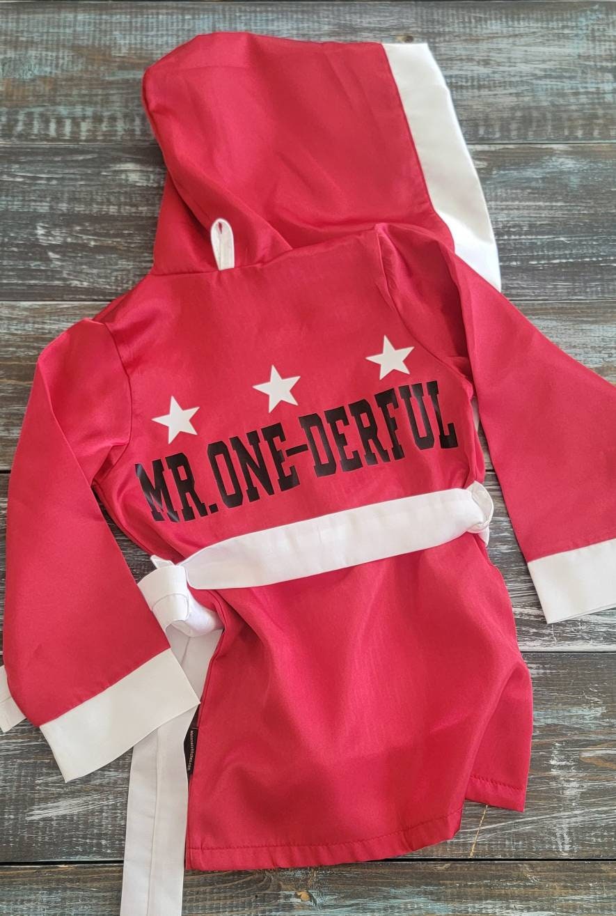 Personalized Baby Boxing Robe with Vinyl Screen Transfer