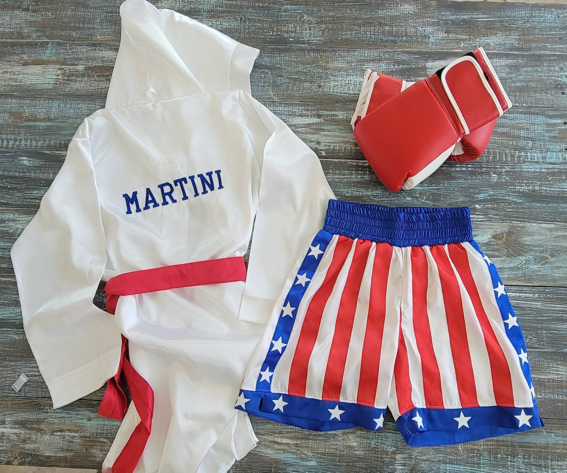 Personalized Adult Boxing Robe, Shorts & Gloves Set