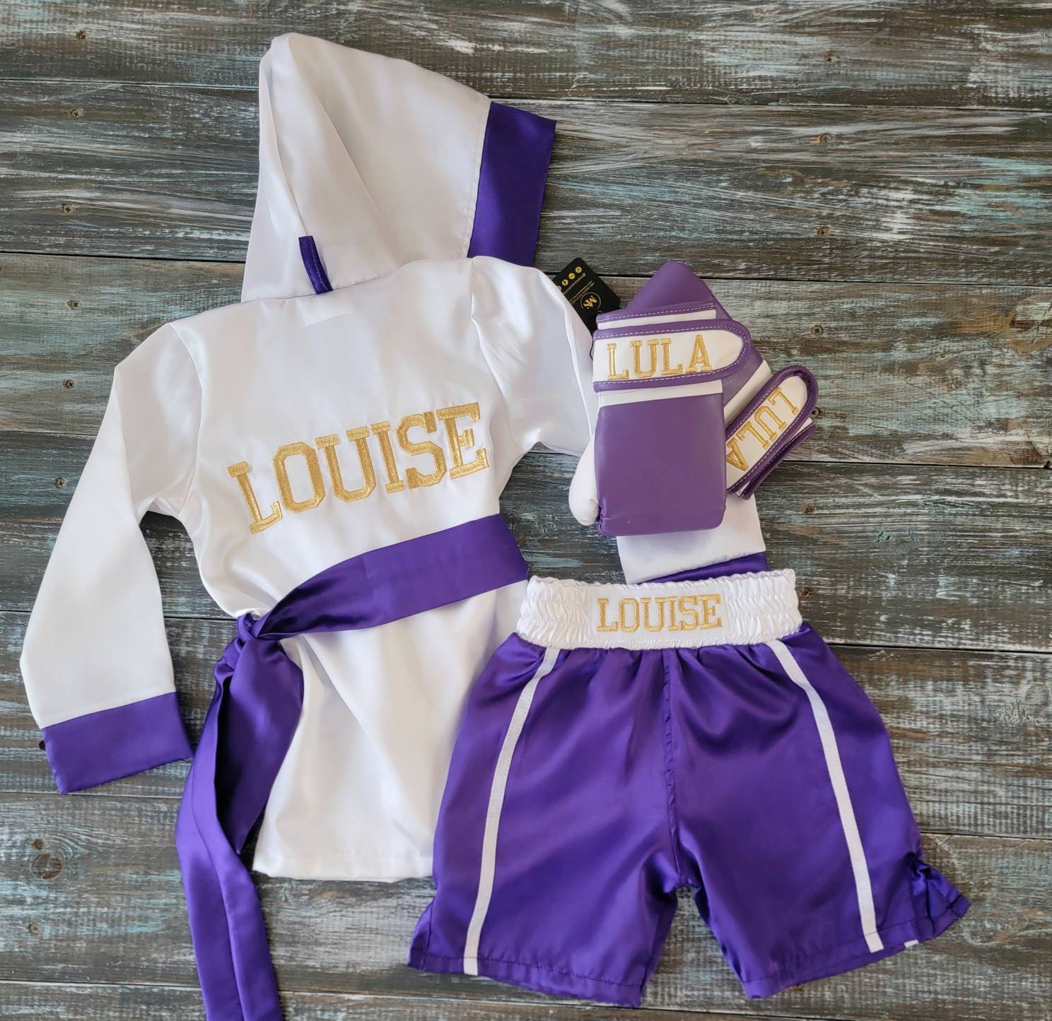 Ultimate Baby Boxing Set: Personalized Robe, Shorts, and Wearable Gloves